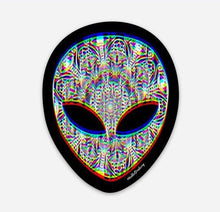 Load image into Gallery viewer, 3D Trippy Alien Mushroom Mandala  Sticker. Alien Head Sticker. Magic Mushrooms Sticker. Laptop Sticker.