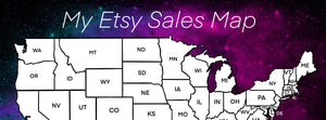 Etsy Sales Map. Sales tracker. Colouring map. cha Ching map USA states. Printable