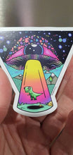 Load image into Gallery viewer, Alien Mushroom Eyeball Dinosaur Spaceship Abduction Magnet. Vinyl Fridge Magnet