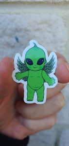 Alien Baby Stickers. Alien Doll Sticker. UV indoor and outdoor Stickers - High quality Trippy sticker