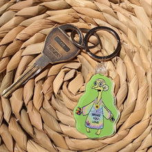 Load image into Gallery viewer, Trippy Burns Keychain Keyring. Alien Burns Hippy