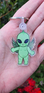 Alien Baby Keyring Keychain. Baby Doll keyring Keychain