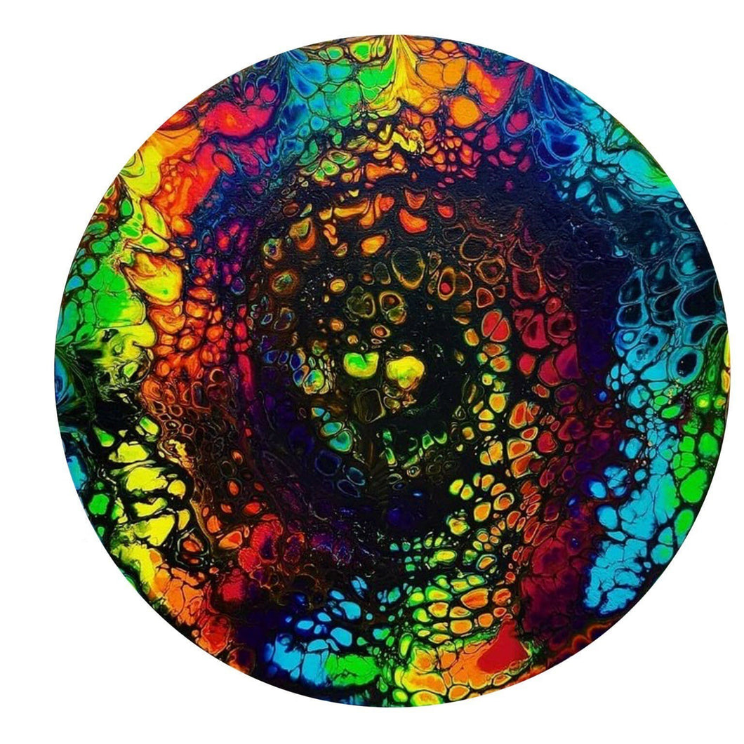 Rainbow Abstract Painting Stickers. Fluid Art Acrylic Paint Round Stickers.