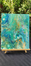 Load image into Gallery viewer, Green And Blue Fluid Art Acrylic Painting. Abstract Ocean. Psychedelic Trippy.  Canvas Artwork