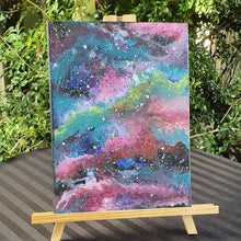 Load image into Gallery viewer, Galaxy Painting. Abstract Painting. Fluid Art Rainbow Acrylic. Cosmic Painting