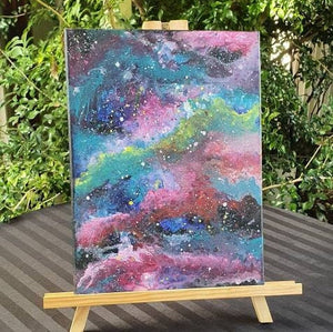 Galaxy Painting. Abstract Painting. Fluid Art Rainbow Acrylic. Cosmic Painting