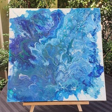 Load image into Gallery viewer, Ocean Painting. Fluid Art Abstract. Ocean Sea Painting. Acrylic Paint. Beach Painting. Canvas Wall Art. Artwork