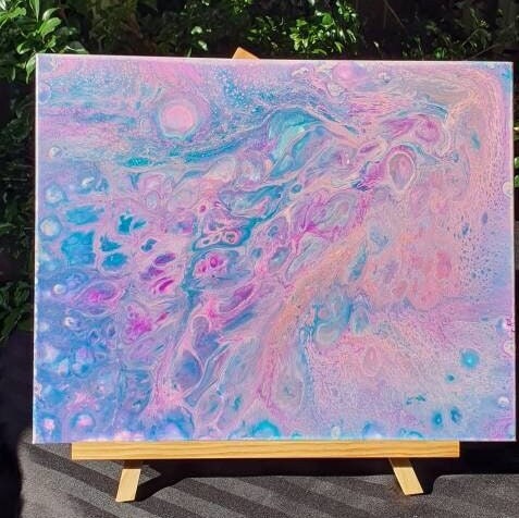 Pink And Purple Abstract Painting | Fluid Art Acrylic | Original Artwork Canvas