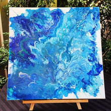 Load image into Gallery viewer, Ocean Painting. Fluid Art Abstract. Ocean Sea Painting. Acrylic Paint. Beach Painting. Canvas Wall Art. Artwork