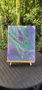 Purple And Green Abstract Painting. Fluid Art Artwork. Canvas Wall Art