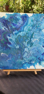 Ocean Painting. Fluid Art Abstract. Ocean Sea Painting. Acrylic Paint. Beach Painting. Canvas Wall Art. Artwork