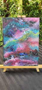 Galaxy Painting. Abstract Painting. Fluid Art Rainbow Acrylic. Cosmic Painting