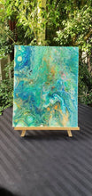 Load image into Gallery viewer, Green And Blue Fluid Art Acrylic Painting. Abstract Ocean. Psychedelic Trippy.  Canvas Artwork