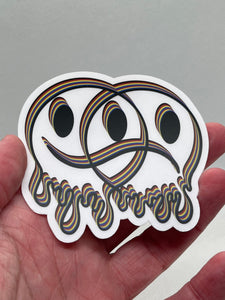 3D Clear Happy Sad Face Sticker. Melting Smiley Face Trippy sticker. Laptop Sticker.