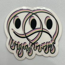 Load image into Gallery viewer, Rainbow Clear Happy Sad Face Sticker. Melting Smiley Face Trippy sticker. Laptop Sticker.