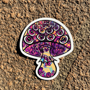 Mushroom Eyeballs Sticker - Trippy sticker. Laptop Sticker. Eyes on mushroom