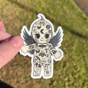 Baby Doll Stickers. Tattoo Sticker. Tattoo Practice Doll. Angel Baby - High quality Trippy sticker