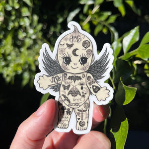 Baby Doll Stickers. Tattoo Sticker. Tattoo Practice Doll. Angel Baby - High quality Trippy sticker