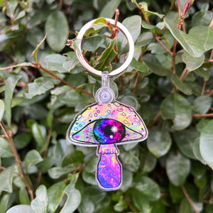 Mushroom Eyeball Keyring Keychain. Trippy Mushroom Keychain. Psychedelic Keyring. Acrylic Case Keychain