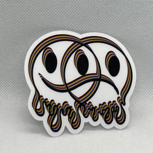 Load image into Gallery viewer, 3D Clear Happy Sad Face Sticker. Melting Smiley Face Trippy sticker. Laptop Sticker.