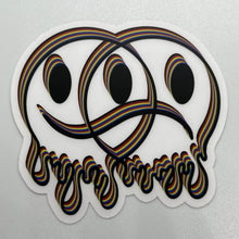 Load image into Gallery viewer, 3D Clear Happy Sad Face Sticker. Melting Smiley Face Trippy sticker. Laptop Sticker.