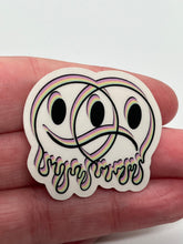 Load image into Gallery viewer, Rainbow Clear Happy Sad Face Sticker. Melting Smiley Face Trippy sticker. Laptop Sticker.