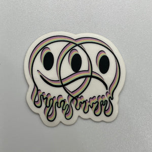 Rainbow Clear Happy Sad Face Sticker. Melting Smiley Face Trippy sticker. Laptop Sticker.