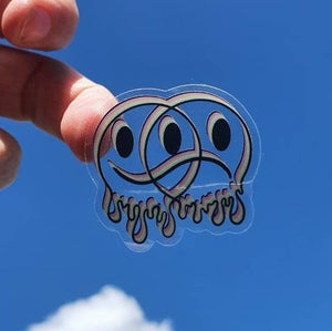 Rainbow Clear Happy Sad Face Sticker. Melting Smiley Face Trippy sticker. Laptop Sticker.