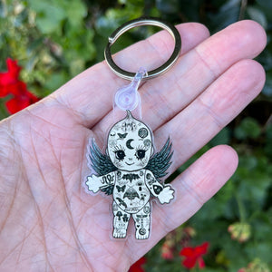 Tattoo Baby Keyring Keychain. Baby Doll keyring Keychain. Angel Baby Keyring Keychain for keys