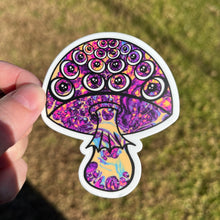 Load image into Gallery viewer, Mushroom Eyeballs Sticker - Trippy sticker. Laptop Sticker. Eyes on mushroom