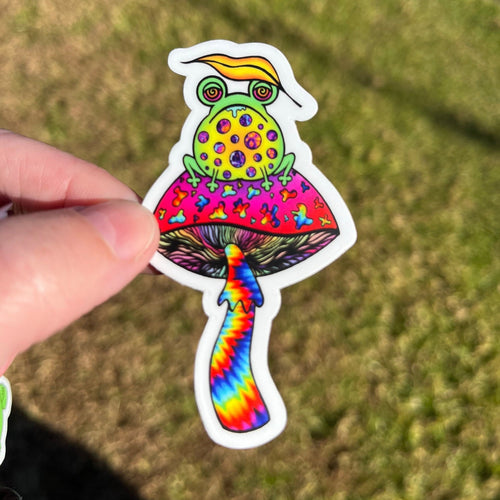 Frog On Mushroom Sticker. Cute Sticker. Frog Sticker. Mushroom Stickers - High quality Trippy sticker