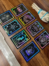 Load image into Gallery viewer, The Devil Tarot Card Holographic Sticker. Waterproof Stickers. High quality Trippy Stickers. Laptop Sticker.