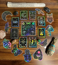 Load image into Gallery viewer, The Emperor Tarot Card Holographic Sticker. Waterproof Stickers. High quality Trippy Stickers. Laptop Sticker.