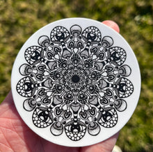 Load image into Gallery viewer, Mushroom Mandala Sticker. Circle Black And White Mushroom Mandala Waterproof Sticker. Laptop Stickers