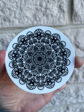 Load image into Gallery viewer, Mushroom Mandala Sticker. Circle Black And White Mushroom Mandala Waterproof Sticker. Laptop Stickers