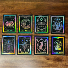 Load image into Gallery viewer, The Devil Tarot Card Holographic Sticker. Waterproof Stickers. High quality Trippy Stickers. Laptop Sticker.