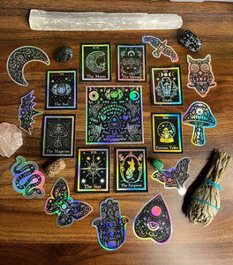 The Hierophant Tarot Card Holographic Sticker. Owl Sticker. Waterproof Stickers. High quality Trippy Stickers. Laptop Sticker.