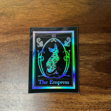 Load image into Gallery viewer, The Empress Tarot Card Holographic Sticker. Waterproof Stickers. High quality Trippy Stickers. Laptop Sticker.