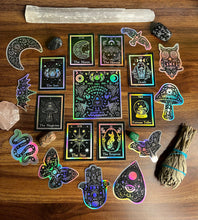 Load image into Gallery viewer, The Sun Tarot Card Holographic Sticker. Waterproof Stickers. High quality Trippy Stickers. Laptop Sticker.