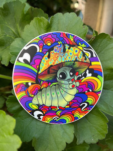 Caterpillar Mushroom Trippy Sticker. Psychedelic Stickers