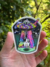 Load image into Gallery viewer, Alien UFO cow abduction. Vending machine sticker. Alien Sticker