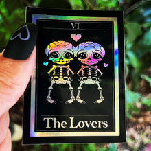 Load image into Gallery viewer, The Lovers Tarot Card Holographic Sticker. Waterproof Stickers. High quality Stickers. Tarot Card Set Stickers