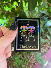 Load image into Gallery viewer, The Lovers Tarot Card Holographic Sticker. Waterproof Stickers. High quality Stickers. Tarot Card Set Stickers