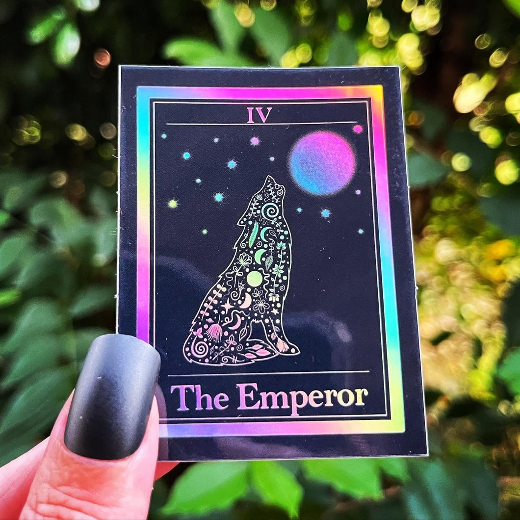 The Emperor Tarot Card Holographic Sticker. Waterproof Stickers. High quality Trippy Stickers. Laptop Sticker.