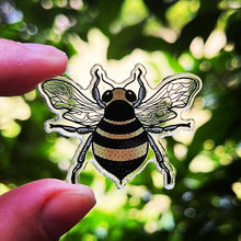 Load image into Gallery viewer, Clear Bee Pin. Bumble Bee. Honey Bee Sticker. Mini Acrylic Pin. High Quality Trippy Pin