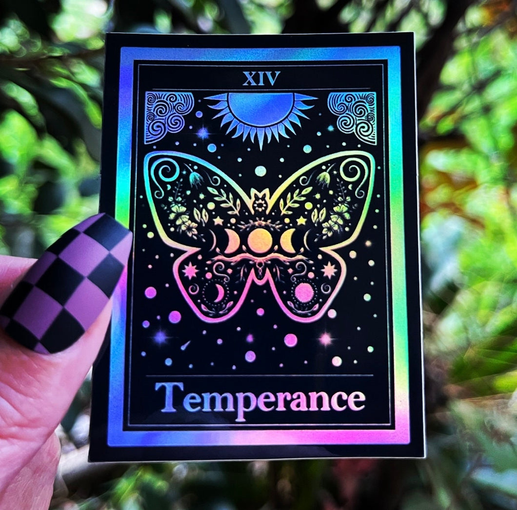 Tarot Card Holographic Sticker. Temperance Butterfly Sticker. Waterproof Stickers. High quality Trippy Stickers. Laptop Sticker.