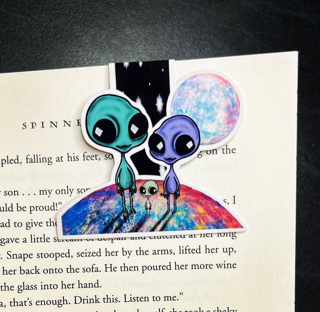 Alien Family Magnetic Bookmark. Book Lover. Teachers Gift.