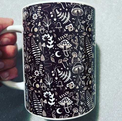 Mystical Mushrooms And Plants Mug. Ceramic Cup. Plant Lover Gift. Mushroom Hunting Mug. Coffee Mugs. Forest Cup