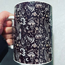 Load image into Gallery viewer, Mystical Mushrooms And Plants Mug. Ceramic Cup. Plant Lover Gift. Mushroom Hunting Mug. Coffee Mugs. Forest Cup