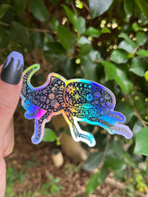 Load image into Gallery viewer, Rhino Beetle Holographic Sticker. Rhinoceros Beetle. Sun And Moon Sticker. Witchy Sticker. Insect Sticker. High quality Beautiful Sticker